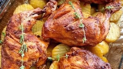طريقة تحضير دجاج مع البطاطس في الفرن