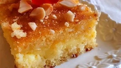 بسبوسة رائعة محشية كريم باتسيير